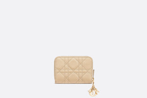 Small Lady Dior Voyageur Coin Purse • Sand-Colored Cannage Lambskin
