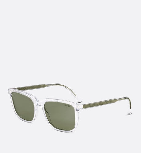 InDior S1I BioAcetate • Crystal-Tone and Green Rectangular Sunglasses
