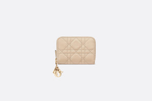 Small Lady Dior Voyageur Coin Purse • Sand-Colored Cannage Lambskin