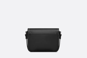 Mini Saddle Bag with Strap • Black Grained Calfskin