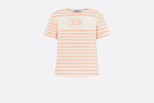Load image into Gallery viewer, Kid&#39;s T-Shirt • Ivory Velvet Jersey Jacquard with Light Coral Pink Stripes
