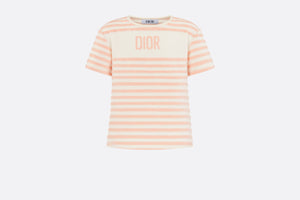 Kid's T-Shirt • Ivory Velvet Jersey Jacquard with Light Coral Pink Stripes