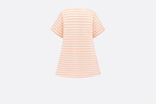 Load image into Gallery viewer, Kid&#39;s A-Line Dress • Ivory Velvet Jersey Jacquard with Light Coral Pink Stripes
