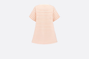 Kid's A-Line Dress • Ivory Velvet Jersey Jacquard with Light Coral Pink Stripes