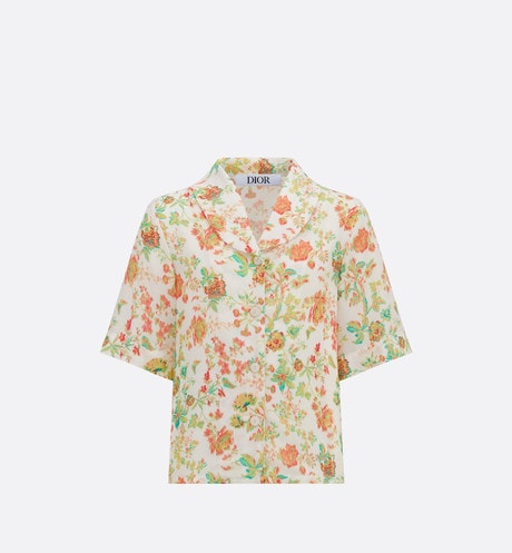 Kid's Short-Sleeved Shirt • Multicolor Voile with Floral Print