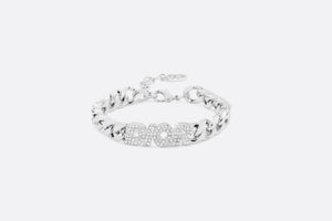 Dior Italic Chain Link Bracelet • Silver-Finish Brass and White Crystals