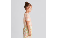 Load image into Gallery viewer, Kid&#39;s T-Shirt • Ivory Velvet Jersey Jacquard with Light Coral Pink Stripes
