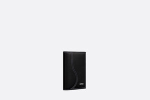 Saddle Bi-Fold Card Holder • Black Grained Calfskin Leather Marquetry