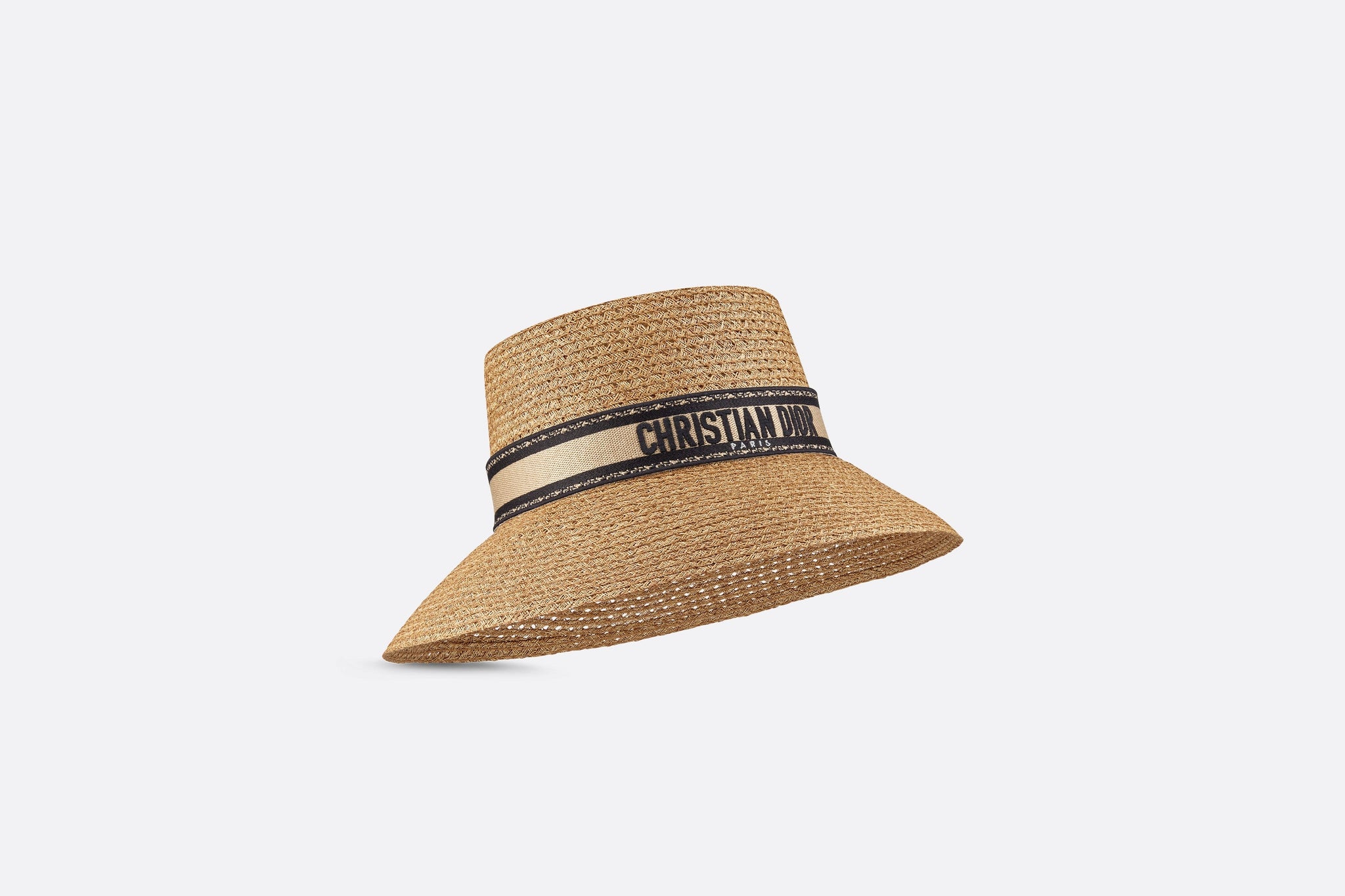 D-Bobby Large Brim Hat • Natural Straw with Beige and Black