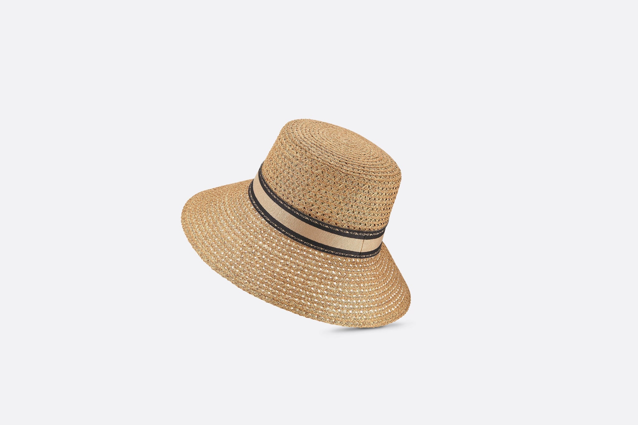D-Bobby Large Brim Hat • Natural Straw with Beige and Black Embroidere –  Dior Couture UAE