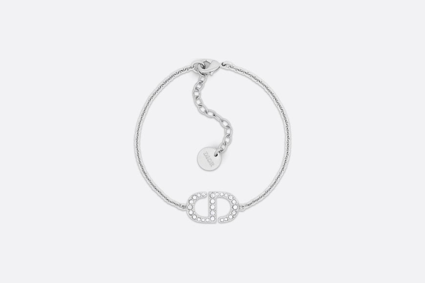 Petit CD Bracelet • Silver-Finish Metal with White Crystals