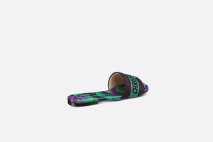 Dway Slide • Embroidered Cotton and Purple Multicolor Toile de Jouy Voyage Motif
