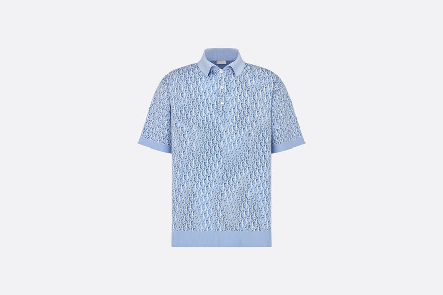 Dior Oblique Polo Shirt • Blue Cotton Jacquard