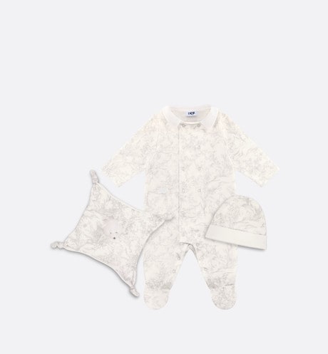 Newborn Gift Set • Ivory Cotton Interlock with Light Gray Lily of the Valley Print