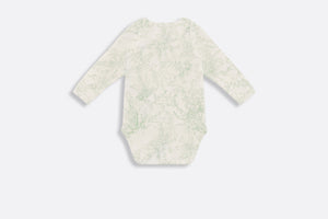 Gift Set with Three Long-Sleeved Onesies • Ivory Cotton Interlock with Green and Gray Lily of the Valley Print