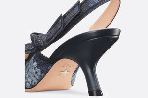 J'Adior Slingback Pump • Blue Multicolor Embroidered Denim with Toile de Jouy Sauvage Motif