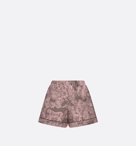 Dioriviera Dior Chez Moi Shorts • Gray and Pink Toile de Jouy Reverse Silk Twill