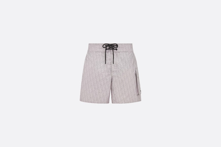 Dior Oblique Swim Shorts • Pearl-Colored Technical Fabric