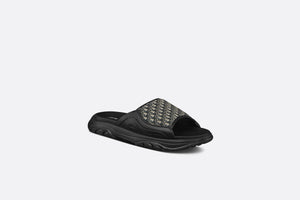 Dior H-Town Sandal • Black Rubber with Beige and Black Dior Oblique Jacquard