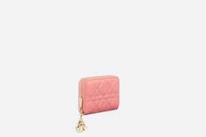 Small Lady Dior Voyageur Coin Purse • Light Pink Cannage Lambskin
