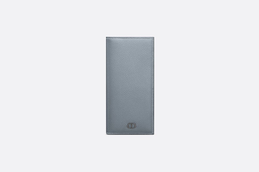 Vertical Long Wallet • Dior Gray Grained Calfskin with CD Icon Signature