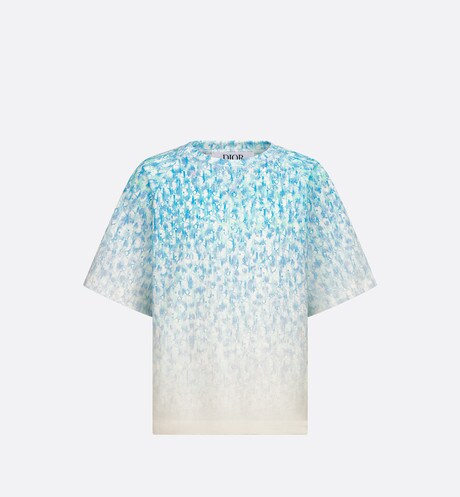 Kid's T-Shirt • Light Blue and Ivory Dior Oblique Dip-Dye Printed Cotton Jersey