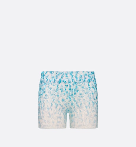 Baby Track Shorts • Light Blue and Ivory Dior Oblique Dip-Dye Printed Cotton Fleece