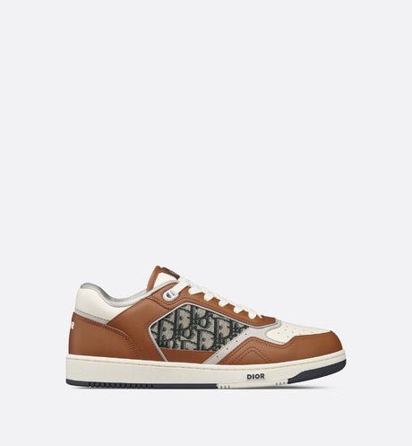 B27 Low-Top Sneaker • Brown and Cream Smooth Calfskin with Beige and Black Dior Oblique Jacquard