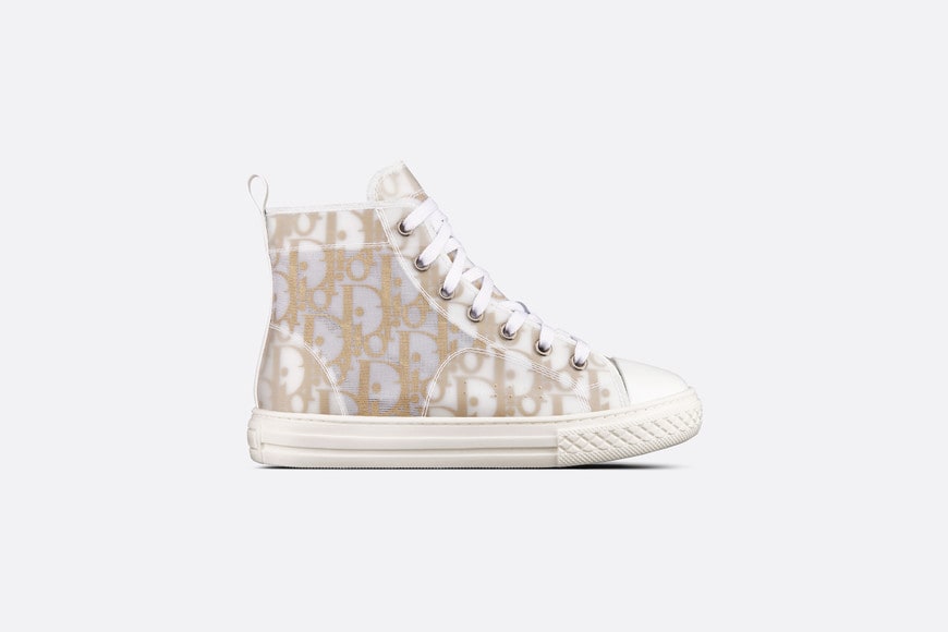 Kid's B23 High-Top Sneaker • White and Gold-Tone Dior Oblique Technical Fabric