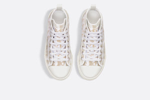 Kid's B23 High-Top Sneaker • White and Gold-Tone Dior Oblique Technical Fabric