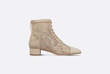 Load image into Gallery viewer, Naughtily-D Ankle Boot • Transparent Mesh and Sand-Colored Suede Embroidered with Dior Roses Motif

