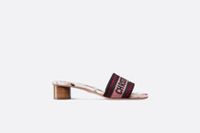Load image into Gallery viewer, Dway Heeled Slide • White Multicolor Florilegio Embroidered Cotton
