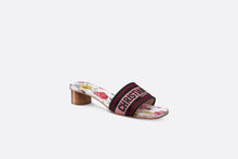 Load image into Gallery viewer, Dway Heeled Slide • White Multicolor Florilegio Embroidered Cotton

