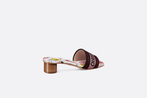 Dway Heeled Slide • White Multicolor Florilegio Embroidered Cotton