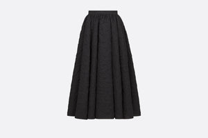Flared Mid-Length Skirt • Black Cloqué Technical Jacquard