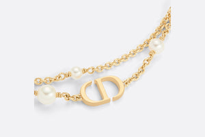 Petit CD Necklace • Gold-Finish Metal and White Resin Pearls