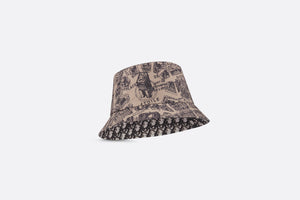 Teddy-D Plan de Paris Reversible Small Brim Bucket Hat • Beige and Black Cotton Blend