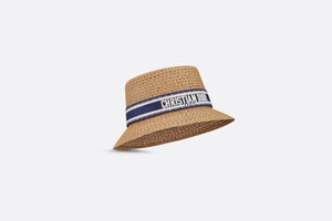 D-Bobby Small Brim Hat • Natural Straw with Blue and White Embroidered Band
