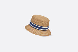 D-Bobby Small Brim Hat • Natural Straw with Blue and White Embroidered Band