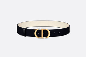 30 Montaigne Reversible Belt • Black and Latte Smooth Calfskin, 35 MM
