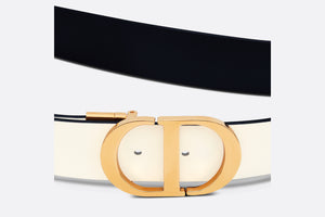 30 Montaigne Reversible Belt • Black and Latte Smooth Calfskin, 35 MM