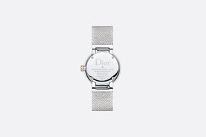 La D de Dior Satine • Ø 25 mm, Steel, Yellow Gold, Aragonite and Diamonds