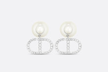 Load image into Gallery viewer, Dior Tribales Earrings • Silver-Finish Metal with White Resin Pearls and Silver-Tone Crystals

