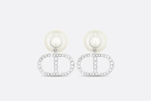 Dior Tribales Earrings • Silver-Finish Metal with White Resin Pearls and Silver-Tone Crystals