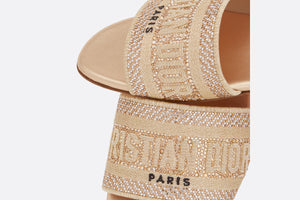 Dway Slide • Gold-Tone Cotton Embroidered with Metallic Thread and Strass