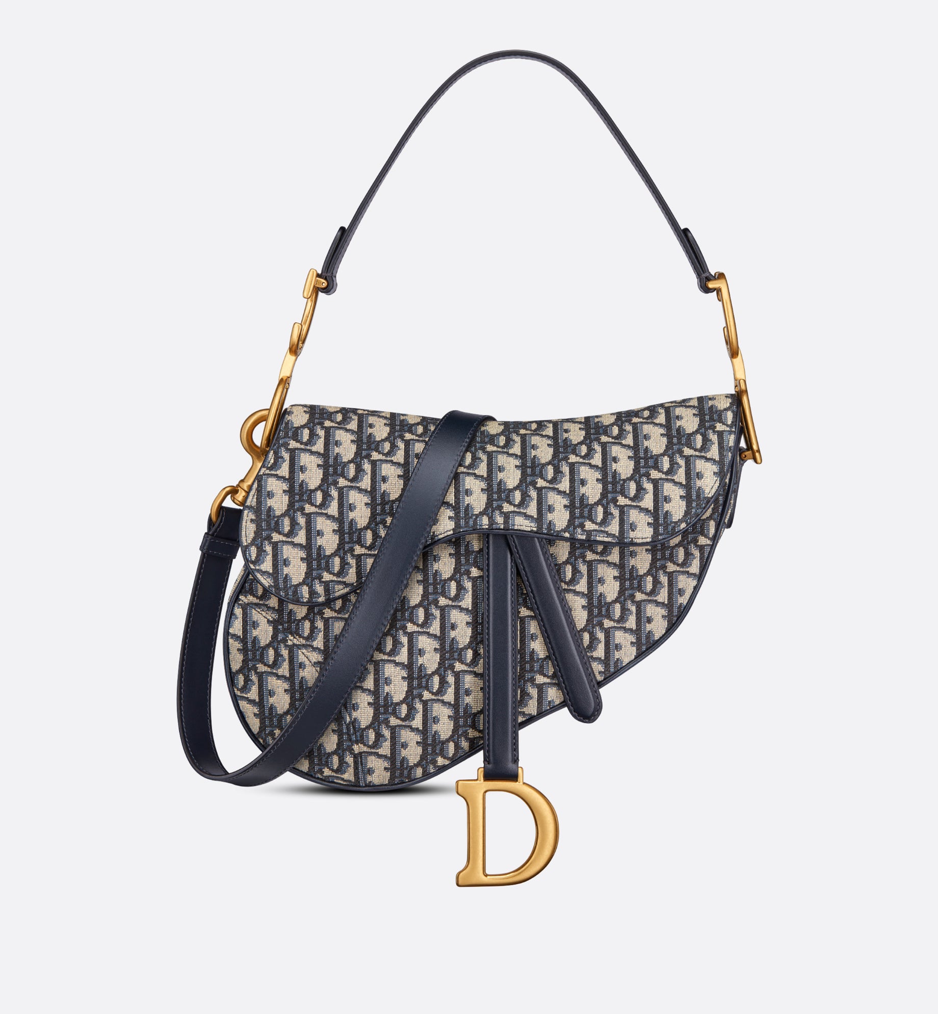 Saddle Bag with Strap • Blue Dior Oblique Jacquard – Dior Couture UAE