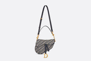 Saddle Bag with Strap • Blue Dior Oblique Jacquard