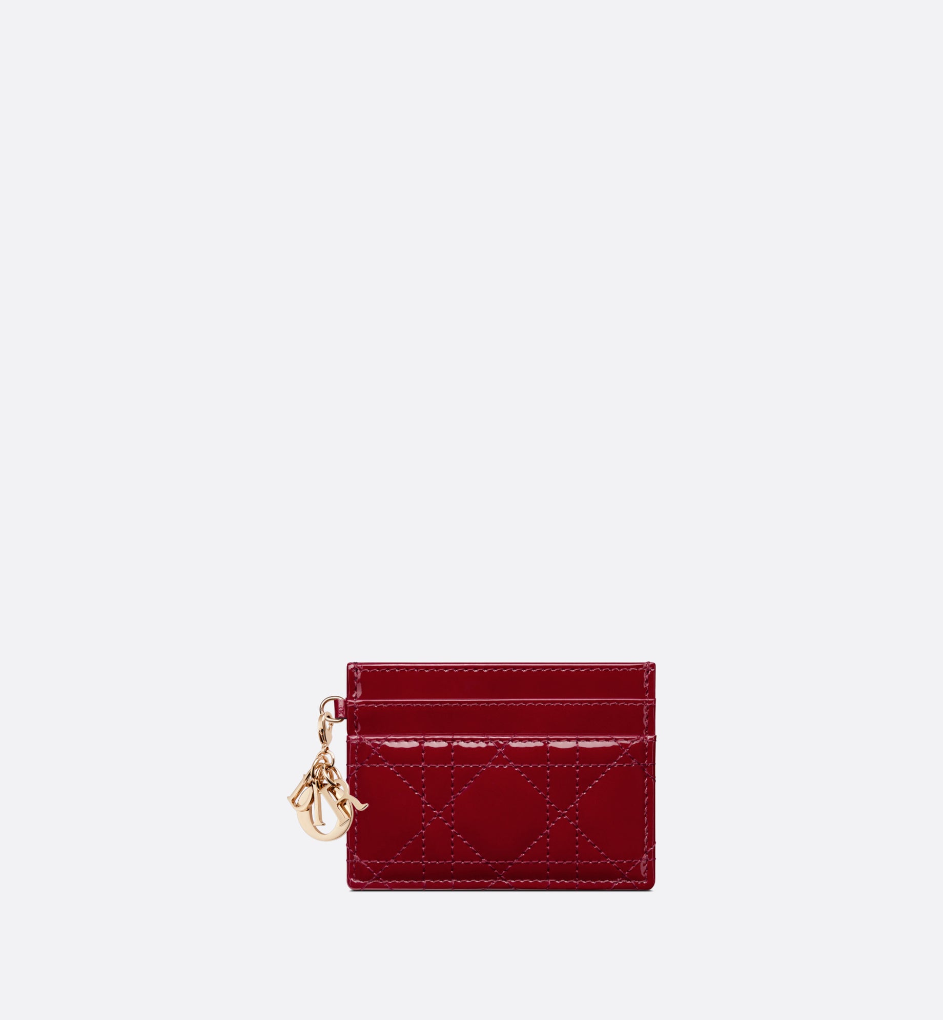 Lady Dior Five-Slot Card Holder • Cherry Red Patent Cannage Calfskin
